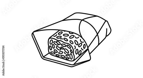 Tempeh block wrapped in banana leaf, healthy plant-based protein, Indonesian food illustration