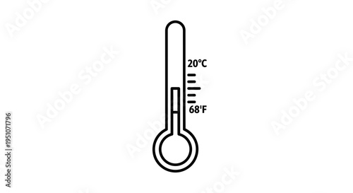 Thermometer Showing 20 Degrees Celsius and 68 Degrees Fahrenheit