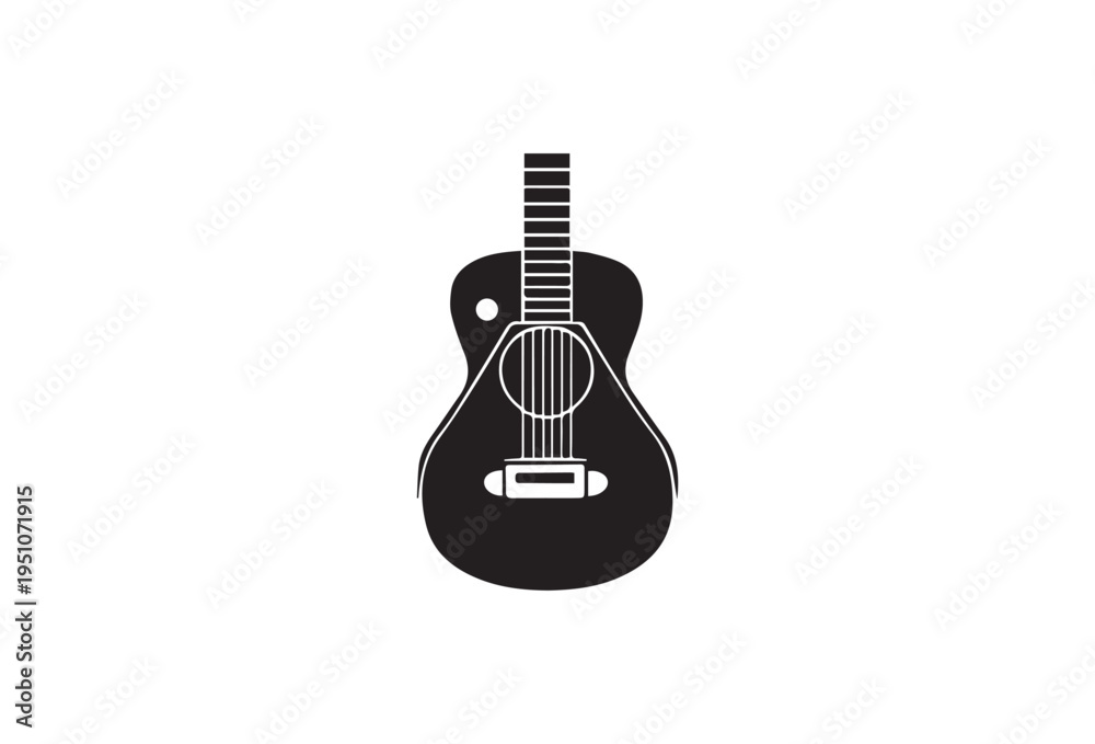 Fototapeta premium Vector black acoustic guitar icon