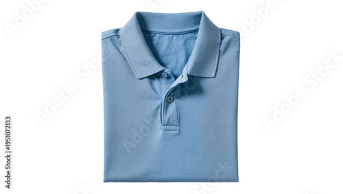 Tableau sur toile Neatly folded light blue men s polo shirt, a classic casual garment with pique k
