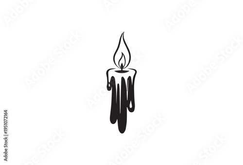 Vector illustration of a single melting black candle