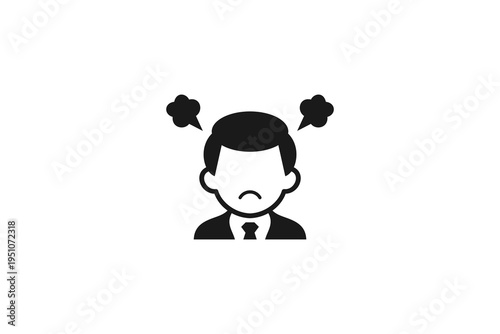 Angry employee or boss head silhouette