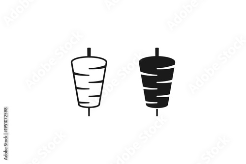 Doner kebab meat on spit icon shawarma