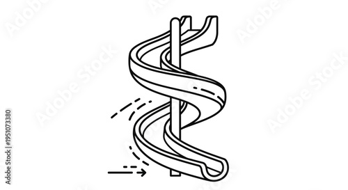 Spiral Playground Slide - Outdoor Fun and Recreation Line Art Icon