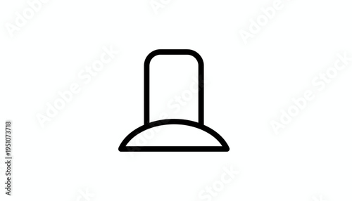 Simple line drawing of a tombstone, grave marker, cemetery symbol, memorial icon