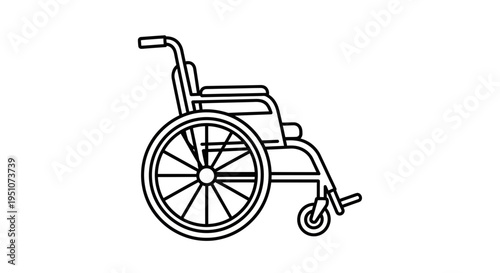 Simple Line Drawing of a Wheelchair, Mobility Aid, Medical Equipment Icon