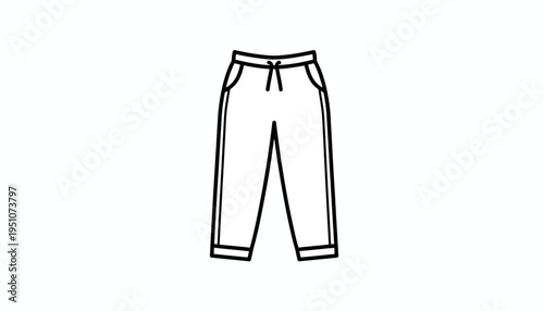 Simple Line Drawing of Casual Trousers with Drawstring Waist