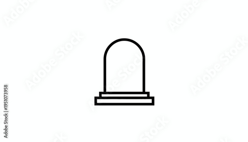 Simple Line Icon of a Tombstone, Cemetery Symbol, Vector Illustration