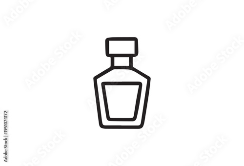 Black and white perfume bottle icon, fragrance symbol, vector illustration, minimalist design
