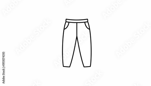 Simple Line Art Icon of Casual Pants with Pockets