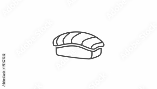 Simple Line Art Icon of Salmon Nigiri Sushi