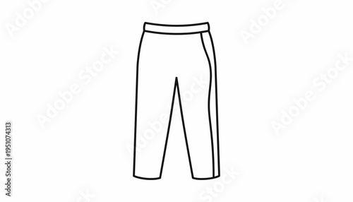 Simple Line Art Icon of Cropped Pants or Capris, Fashion Apparel Vector