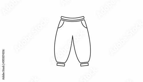 Simple Line Art Icon of Comfortable Harem Pants or Aladdin Pants