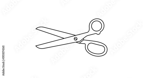 Simple Line Art Illustration of Open Scissors on White Background