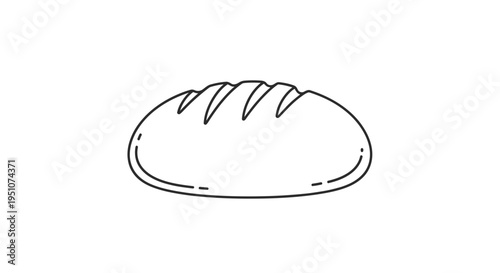 Simple Line Art Loaf of Bread, Minimalist Food Icon, Bakery Ingredient
