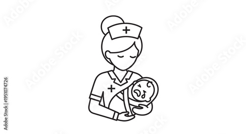 Nurse Holding Newborn Baby Icon