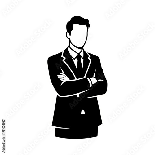 Confident Businessman Standing with Arms Crossed in a Formal Suit.