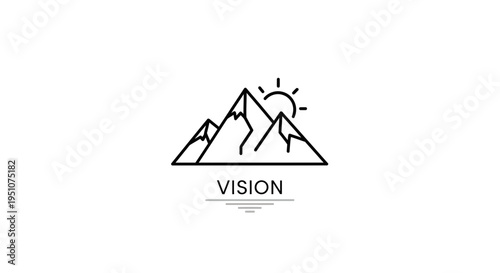 Mountain Peak Vision Concept Icon with Sun and Text