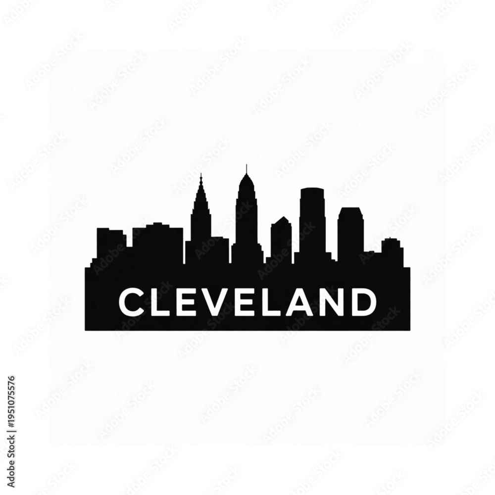 Fototapeta premium A silhouetted skyline of cleveland ohio with city name below
