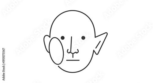 Minimalist Line Art Portrait of a Man with a Large Ear and Oval Cheek Shape