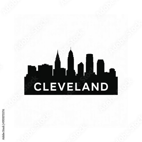 A silhouetted skyline of cleveland ohio with city name below