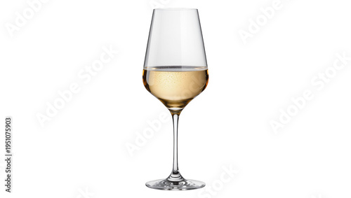 Bild auf Leinwand Elegant stemmed glass filled with sparkling golden white wine, effervescent bubb