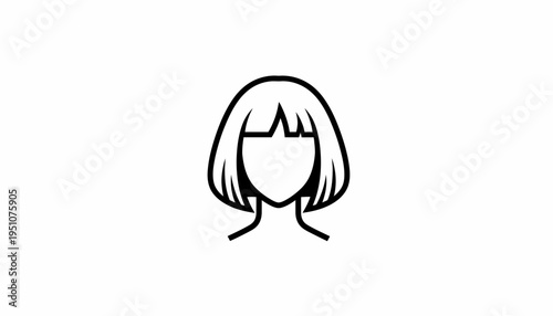 Minimalist Bob Hairstyle Icon: Simple Woman Haircut Silhouette