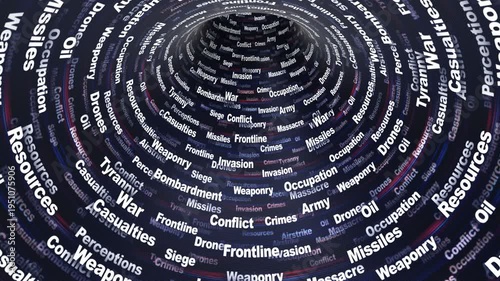 WAR Keywords Animation on Tunnel Walls, Background, Loop

