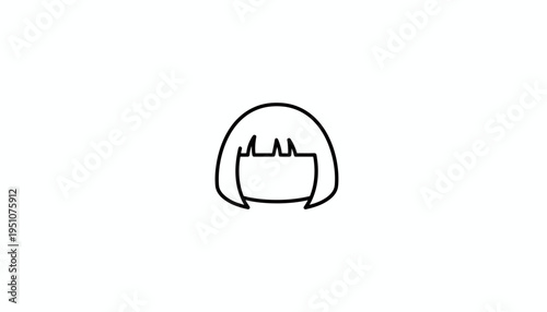 Minimalist Bob Hairstyle Icon, Simple Black and White Line Art