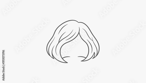Minimalist Bob Hairstyle Line Art Icon, Simple Elegant Hair Outline, Vector Graphic