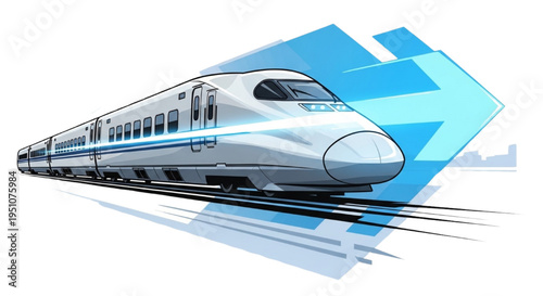 Dynamic illustration of a modern high-speed train, symbolizing rapid progress, future transportation, and advanced technology
