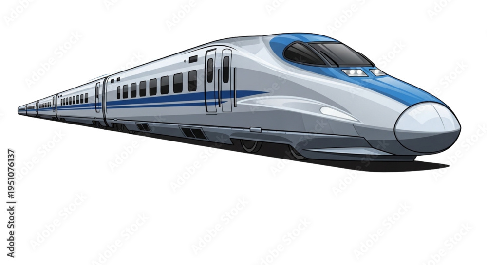 Fototapeta premium Modern High-Speed Train Illustrative Design on a White Background