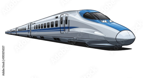 Modern High-Speed Train Illustrative Design on a White Background