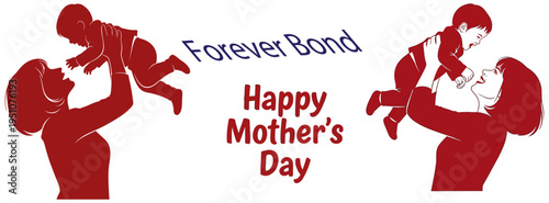 Mother's day greeting with family silhouettes