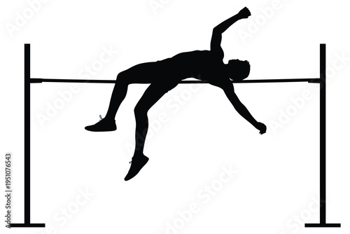 Black silhouette of a horse jumping over a hurdle equestrian