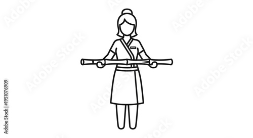 Martial Arts Master Holding Bamboo Staff, Icon Style
