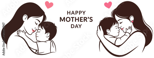 Heartwarming mother's day illustration of mothers and children
