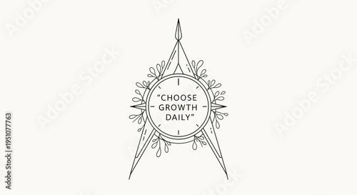 Inspirational Quote "Choose Growth Daily" with Floral Clock Design
