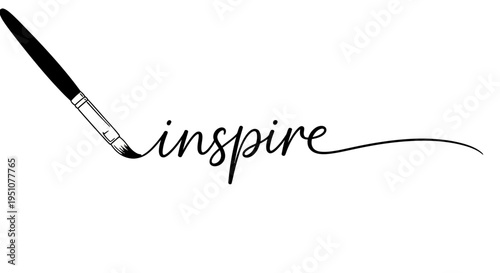 Inspire word with paintbrush creating art, creativity and imagination concept