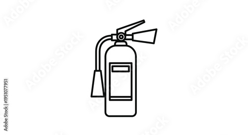 Fire Extinguisher Icon, Safety Equipment, Emergency Fire Fighting Tool, Line Art