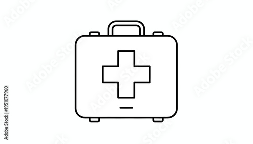 First Aid Kit Icon Line Art: Medical Emergency Health Care Symbol