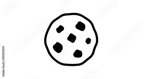 Hand Drawn Chocolate Chip Cookie Icon, Simple Doodle Art, Sweet Treat Illustration