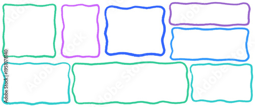 Minimal pastel background of wiggle lines and block forms, crayon texture creates a simple frame around text, square, box and border in wiggle block crayon frame.