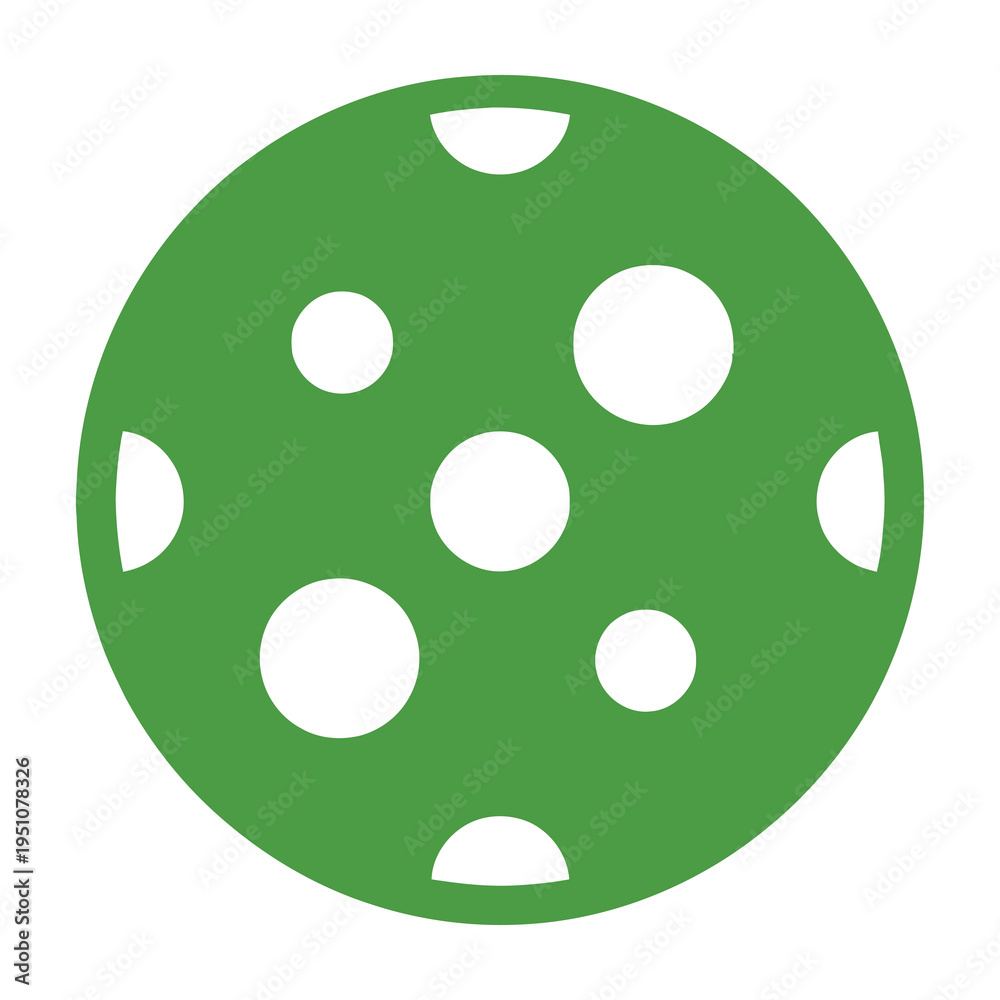 Obraz premium Green pickleball with white holes on a solid background for sports and leisure activities