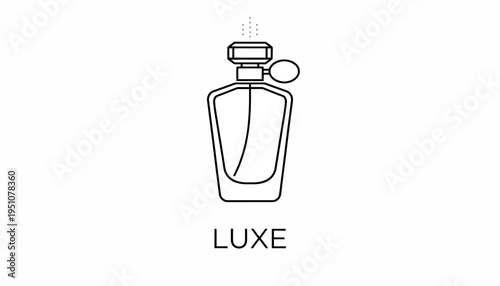 Elegant Perfume Bottle Icon with 'LUXE' Text - Minimalist Luxury Design