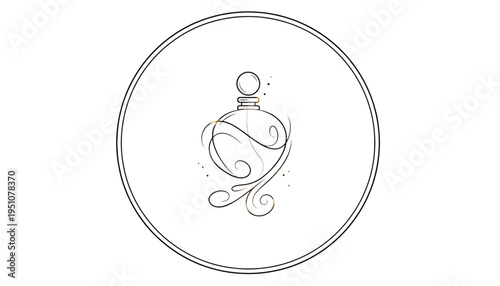 Elegant Perfume Bottle Logo Design with Swirls and Dots
