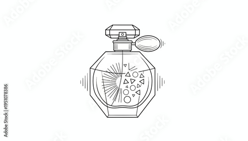Elegant Perfume Bottle with Abstract Geometric Design, Vintage Style