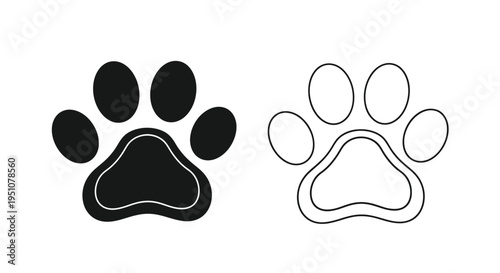 Black and white illustration of two dog or cat paw prints