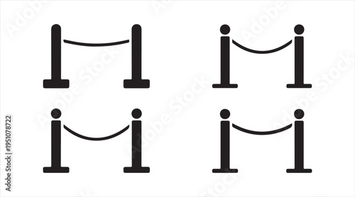 Event crowd control barrier collection, rope stanchions and access restriction icons