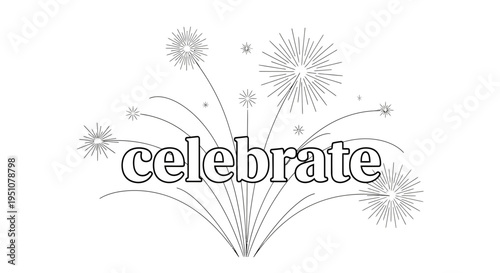 Celebrate text with fireworks illustration, festive celebration concept
